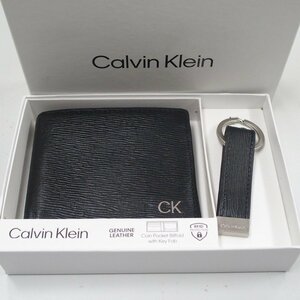 m002 D2 Calvin Klein カルバンクライン 二つ折り財布 ウォレット コンパクト 黒 ブラック キーリング付き メンズ