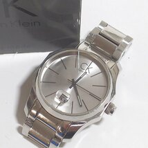 f002l Y4【12 Calvin Klein カルバンクライン クオーツ アナログ 電池式 K77411 メンズ 腕時計 ケース付】 60_画像1