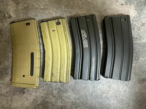 M4 M16 系　マガジン×4 電動ガン用　多弾マガジン　リペイント　BK TAN / マルイM4AK MP5 マグプル　PTS MAGPUL スペアマガジン