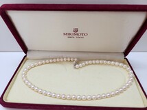 ★MIKIMOTO　ミキモト　SILVER パール ネックレス 全長約43㎝　　6.5～6.9mm　　約29g_画像1