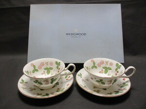 1101DWedgwood　ウェッジウッド　ワイルドストロベリー　カップ＆ソーサー　2客　未使用　保管品◆◇