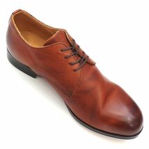 H04132 新品 PADRONE プレーントゥ レザーシューズ 【サイズ：40】 キャメル DERBY PLAIN TOE SHOES パドローネ_画像5