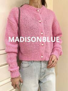 美品 【2022AW】MADISONBLUE マディソンブルー プチ　モヘヤ カーディガン ショート パールボタン pink サイズ01