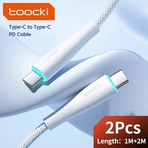 ２本セット toocki USB Type-C to Type-C 1m&2m PD60w 急速充電 データ転送 White 新品
