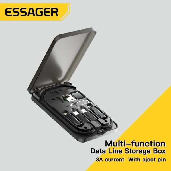 Essager 両端Type-C PD60w 多機能変換付 Type-A Micro-B Lightning SIMピン 新品