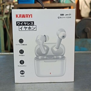 Kawayi ワイヤレスイヤホン 白 Bluetooth5.2 ノイズキャンセリング ワイヤレス充電可 最大30時間連続使用 ハンズフリー通話 y1101-1