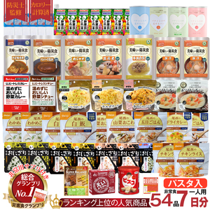 5年保存 非常食セット 7日分 33種類 54品 防災士監修 カロリー計算済 Bセット (パスタ入り)