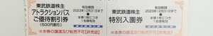 ★土日祝も配達のネコポスかミニレタ発送★ 東武動物公園 特別入園券＋アトラクションパス優待割引券 今年期限(検索用: カバ園長)