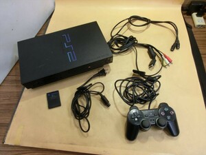 【HW42-00】【80サイズ】▲SONY/PS2/プレイステーション2 SCPH-50000 本体セット/箱無し/黒/通電可/ジャンク扱い/※傷 汚れ有り