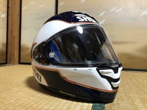 【ジャンク】SHOEI X-fifteenフルフェイスヘルメット XL セキトバ オーダーカラー 片山敬済レプリカ ロスマンズカラー 立ちゴケ バイク