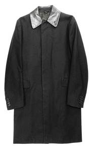 HELMUT LANG ヘルムートラング 2001 Coated Cotton Coat/Leather Collar コート ITALY 46