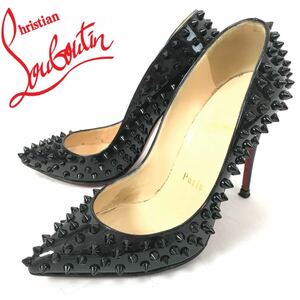 d185 Christian Louboutin クリスチャン ルブタン スタッズ パンプス ハイヒール ブラック ピンヒール 34 イタリア製 レディース 正規品