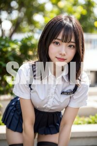 643★1円スタート☆1点物【A4 高画質・高品質】ポスター アート AI美女 AI美少女 セクシー かわいい グラビア JK 制服 コスプレ 光沢用紙