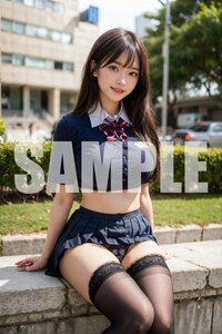 760★1円スタート☆1点物【A4 高画質・高品質】ポスター アート AI美女 AI美少女 セクシー かわいい グラビア JK 制服 コスプレ 光沢用紙