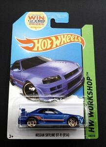 ★未開封 HOT WHEELS Nissan Skyline GT-R R34 ブルー★374 G12 日産 ニッサン スカイライン USカード JDM 青 ホットウィール ミニカー