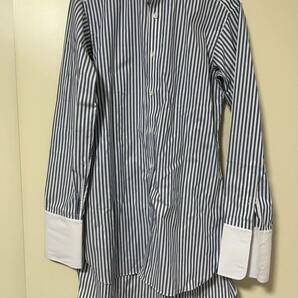 デタッチャブルカラーシャツ ダブルカフス オーダーシャツ 戦前 昭和 ビンテージ 手縫い ストライプ 未使用の画像1