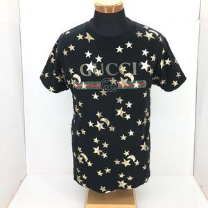 T9853★1円～【GUCCI】グッチ レディース Star & Moon スターアンドムーン Tシャツ 黒/ブラック/XXS 中古品 ◎レターパック発送可◎