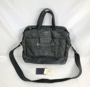 1121C【中古】PRADA プラダ 2WAYブリーフケース ▲カード有/メンズ/ナイロン/ブラック/ビジネスバッグ/V431/ブランド/今回限りの出品