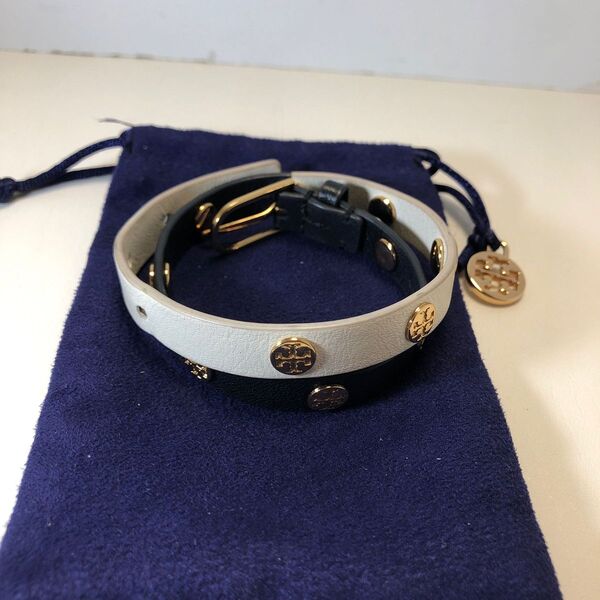 TORY BURCH レザー スタッズ 2連ブレスレット