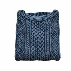 L.L.Bean Signature indigo dyeing cotton Fisherman sweater knitted Alain cable L e ruby n lady's 