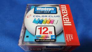 ★新品未開封★3.5インチフロッピーディスク 12枚入 Maxell COLOR CLUB MFHD18CC.12P　マクセル カラークラブ windows用 DOS/V.DOS18 2HD