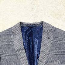 【ペイズリー柄　48サイズ】ETRO 千鳥 ヘリンボーン テーラードジャケット エトロ メンズ 高級感◎ イタリア L位 ブルー 青 グレー_画像4