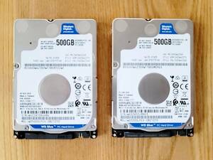 ★未使用にちかいハードディスク Western Digital WD5000LPZX WD Blueシリーズ 2.5インチHDD 7mm厚 500GB【動作確認済み】２個セット