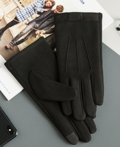 メンズ手袋（A807）スマホ対応　暖かい　軽くて　シンプル　ブラック