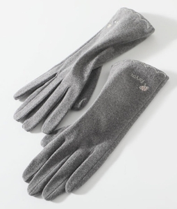 レディース手袋 N182グレー スマホタッチ対応　軽くて暖かい起毛素材　シンプル刺