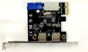 【C0085】PCI Express to USB 3.0×2＋内部19ピン拡張カード 【ペリフェラル電源4ピン タイプ】