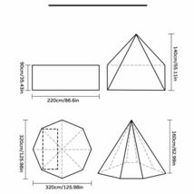 キャンプ用 超高品質 ブラック ピラミッドテント ワンポールテント超軽量2.6㎏ 210T 防水3000+設営簡単 ソロキャンプ アウトドア 野外登山_画像7