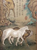 古びた蔵 中国書画 元代画家『趙孟フ 駿馬図 肉筆絹本』真作 掛け軸 書画立軸 巻き物 古美術_画像6