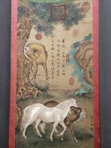 古びた蔵 中国書画 元代画家『趙孟フ 駿馬図 肉筆絹本』真作 掛け軸 書画立軸 巻き物 古美術_画像3