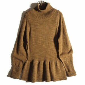 x2103z7　▼ELIN エリン IENA イエナ 購入▼　新品 gather turtle knit タートル ペプラムニット ブラウン 36 / 茶 ウールニット 秋冬