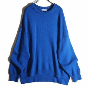 W9471f72　▼EVERYDAY I LIKE. ドゥーズィエムクラス▼　Oversized クルーネック セーター ブルー / ウールニット オーバーサイズ 秋冬