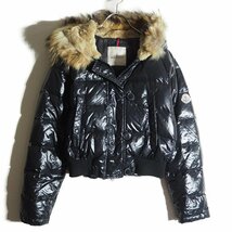 M1136z4　▼MONCLER モンクレール▼　ALBERTA アルバータ ショート丈 フードファー付き ダウンジャケット ブラック 0/S 黒 白タグ 秋冬_画像1