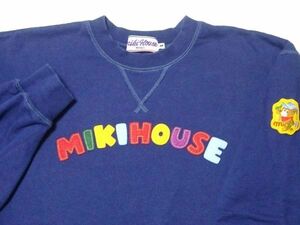 ★レア♪ミキハウス★メンズロゴワッペントレーナーM/紺miki house MEN'Sネイビースウェットシャツスエットシャツ