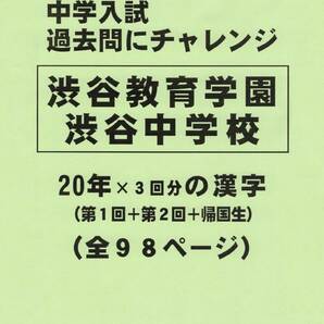 【特典付き】渋谷教育学園渋谷中学校（東京）の２０年分の過去問『漢字の読み・書き』