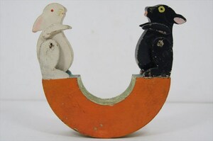 戦前 木製 ウサギのシーソー 当時物 日本製 兎 うさぎ 木のおもちゃ 動物 木製玩具 雑貨