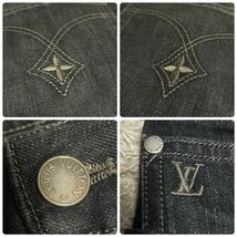 【S級美品 超希少デザイン！】ルイヴィトン LOUIS VUITTON モノグラム デニム パンツ XLサイズ ロゴ刺繍 ボトム ジーンズ ブラック 黒_画像7