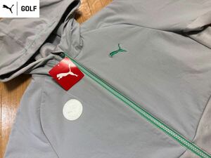 新品◆ PUMAGOLF(プーマゴルフ) コンビネーション ストレッチ、撥水 ロゴワッペン生地切替フルジップジャケット サイズＭ