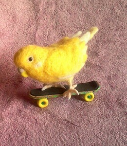  wool felt * skateboard . ride yellow parakeet Chan 