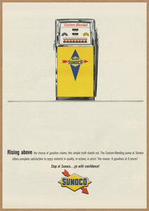SUNOCO ガソリンポンプ イラスト レトロミニポスター ◆ 複製広告 B5サイズ スノコ ガソスタ 燃料 USAD5-335