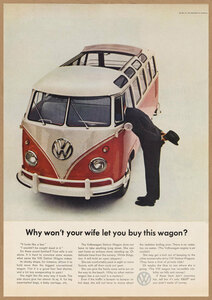 ワーゲンバス のぞき見 VW レトロミニポスター 複製広告 ◆ B5サイズ WagenBus タイプ2 USAD5-321