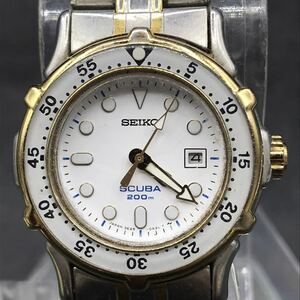 M171 稼働品 SEIKO セイコー 腕時計 SCUBA スキューバ 200m 3針 デイト レディース クォーツ 3E25-0A30 電池交換済み