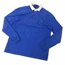 D493 POLO RALPH LAUREN ポロ ラルフローレン 長袖 ポロシャツ トップス ハーフボタン プルオーバー コットン 綿100% ブルー系 メンズ M_画像1