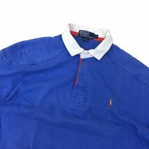 D493 POLO RALPH LAUREN ポロ ラルフローレン 長袖 ポロシャツ トップス ハーフボタン プルオーバー コットン 綿100% ブルー系 メンズ M_画像2