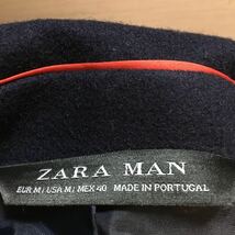 NC183 ZARA MAN ザラマン ステンカラーコート ロングコート アウター 上着 長袖 メンズ USサイズ M （L相当）ネイビー 紺 ビジネス_画像10