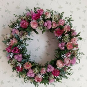 ☆薔薇と貝細工の花畑みたいなリース ☆