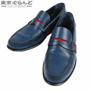 101690054 ルイヴィトン LOUIS VUITTON ローファー ブルーxレッド レザー 9 1/2 ローファー メンズ